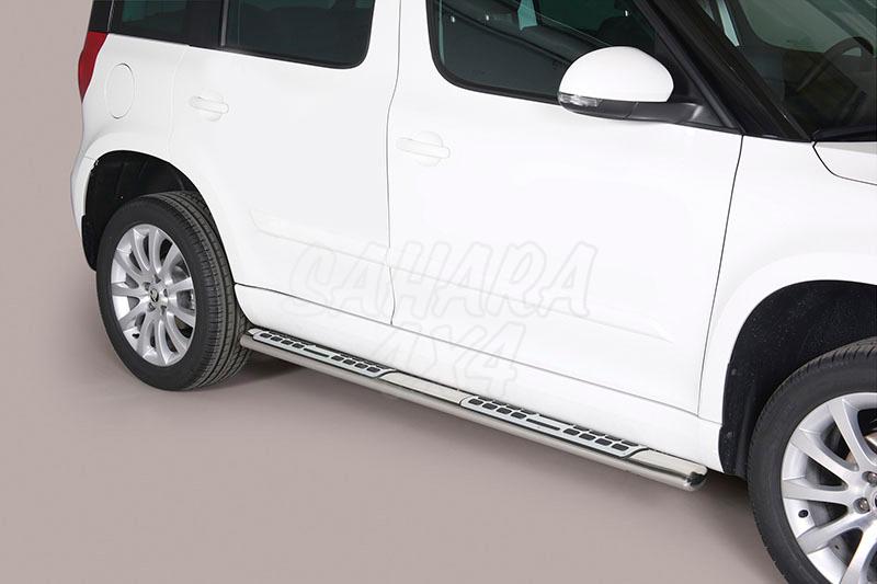 Side steps inox, oval section. Type DSP for Skoda Yeti 2009-2014 - Only 4x2