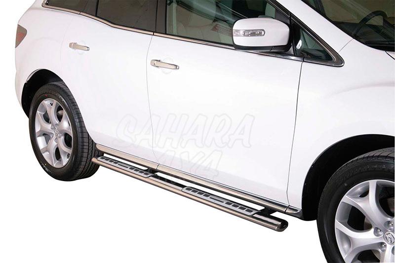 Pareja de estribos en tubo inox, seccin oval, con pisantes. Tipo DSP para Mazda CX-7 2010-