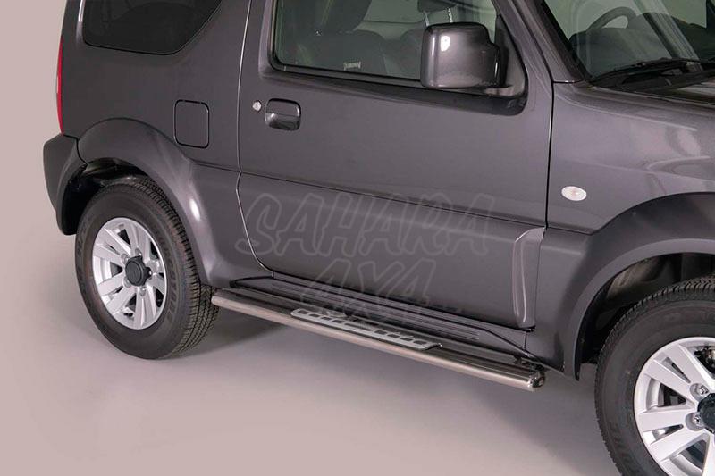 Pareja de estribos en tubo inox, seccin oval, con pisantes. Tipo DSP para Suzuki Jimny 2012-2018