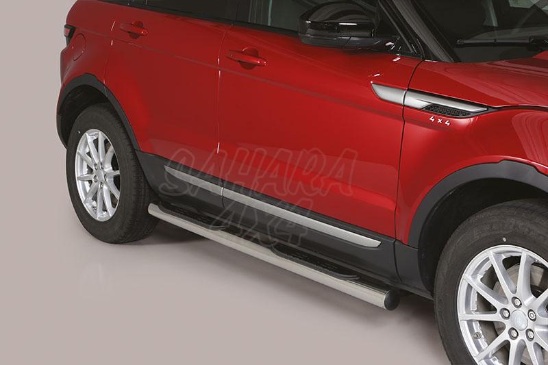 Pareja de estribos en tubo inox 76mm, con pisantes para Range Rover Evoque 2011-