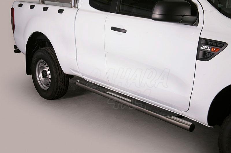 Estribos en tubo inox 76mm, con pisantes para Ford Ranger 2012-