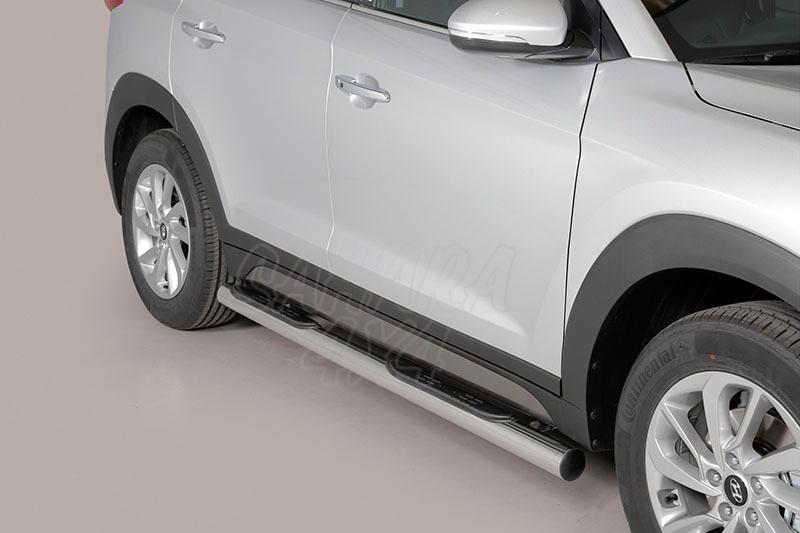 Estribos en tubo inox 76mm, con pisantes para Hyundai Tucson 2015-