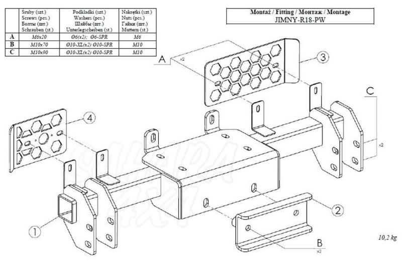 Hidden winch mounting plate - Suzuki Jimny (2018 -)