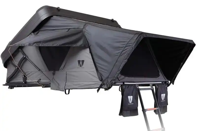 MIGHTY OAK Gen 3.0 190 Hybrid ECO Roof Top Tent - If you are looking for a hybrid all-in-one tent, Vickywoods Mighty Oak Gen 3.0 160 Eco is the perfect answer.  Its a hard shell and folding tent, just release the 4 buckles and watch as the gas struts do their job and open it all up for you! Great features include LED interior lighting, a completely waterproof outer shell, two shoe bags, and a memory foam mattress for comfort.